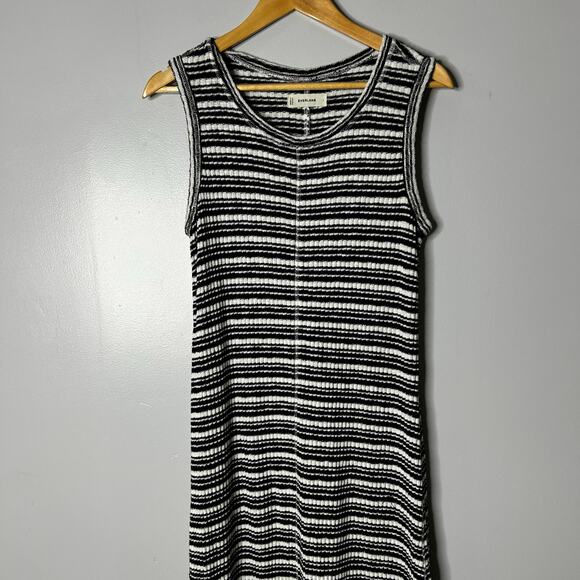 Everlane The Rib Knit A-line Tank Maxi Dress Women's Large Stripes Black White - Picture 9 of 13